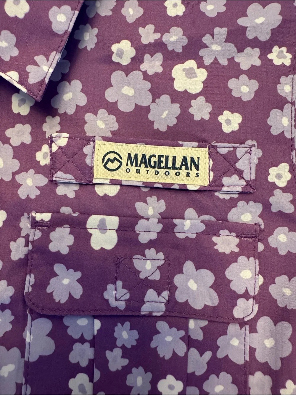 Magellan Outdoors Dress Girls M 8-10 Purple White Floral Vented Southern Summer